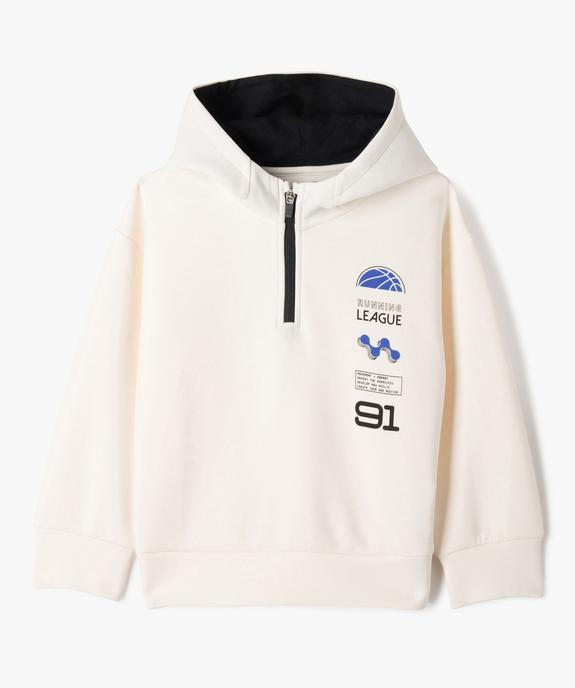 Sweat de sport à capuche avec col zippé garçon vue2 - GEMO (ENFANT) - GEMO