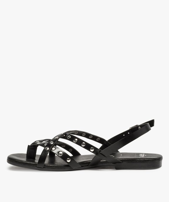 Sandales femme à talon plat et brides ornées de clous  vue3 - GEMO (CASUAL) - GEMO