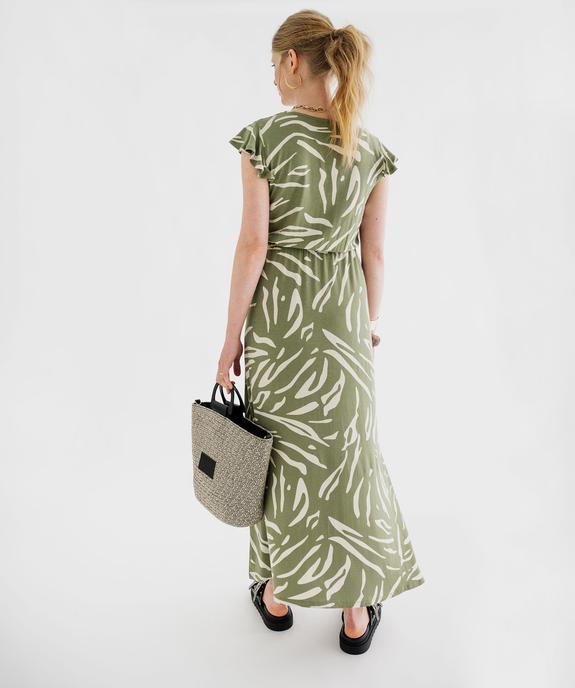 Robe longue à col cache-cœur et manches courtes volantées femme vue8 - GEMO 4G MATERN - GEMO