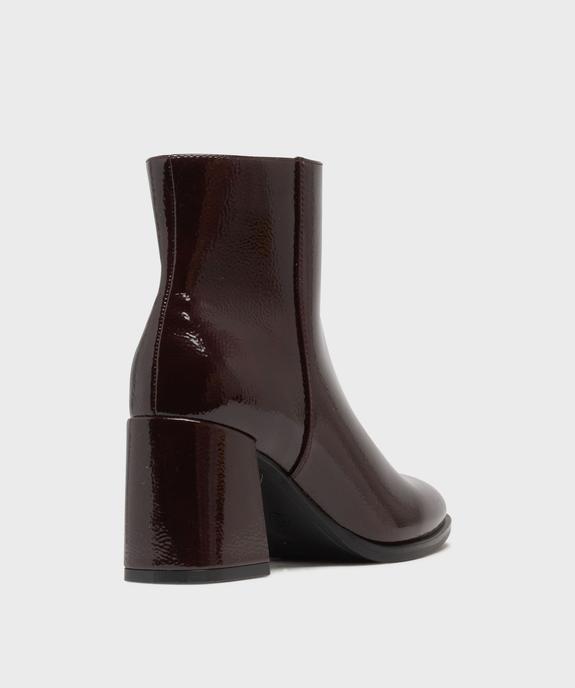 Boots vernis avec bout carré et talon flare femme - Follow Me vue4 - FOLLOW ME - GEMO