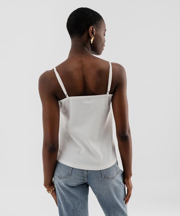 Débardeur à fines bretelles en maille texturée et dentelle femme vue3 - GEMO(FEMME PAP) - GEMO