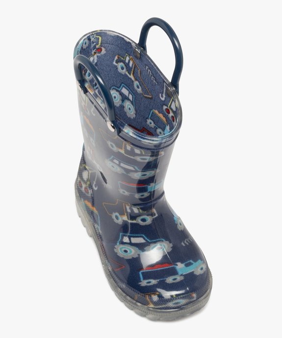 Bottes de pluie bebe garcon a semelle lumineuse avec anses