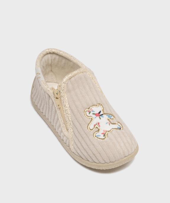 Chaussons montants zippés en velours côtelée bébé fille - LuluCastagnette vue5 - LULU CASTAGNETT - GEMO