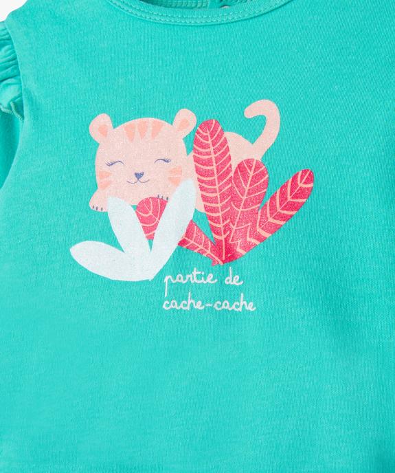 Pyjama dors-bien en coton avec volants sur les épaules bébé fille vue2 - GEMO 4G BEBE - GEMO