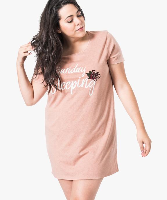 Chemise de nuit à manches courtes avec motifs femme grande taille vue1 - GEMO 4G FEMME - GEMO