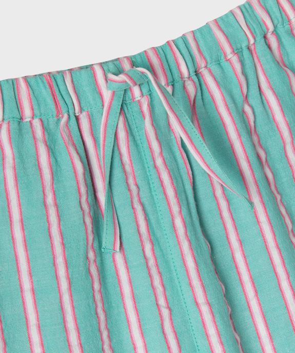 Pantalon rayé en coton froissé fille vue2 - GEMO (ENFANT) - GEMO