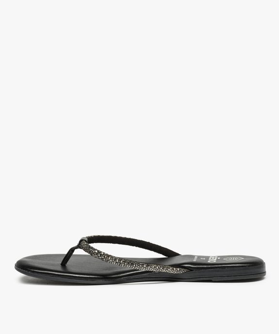 Sandales femme plates à entre-doigts couvert de strass vue3 - GEMO (CASUAL) - GEMO