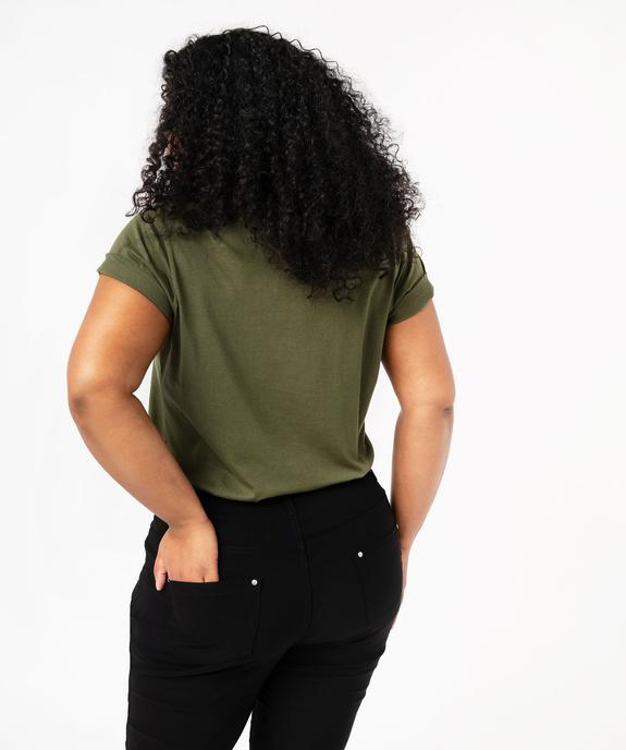Tee-shirt femme grande taille avec col V et manches courtes vue3 - GEMO (G TAILLE) - GEMO