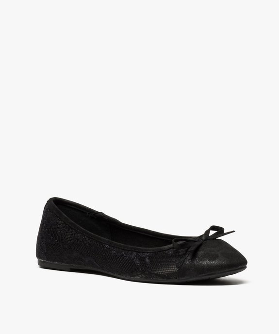 Ballerines femme pailletées en toile imitation dentelle vue2 - GEMO(URBAIN) - GEMO