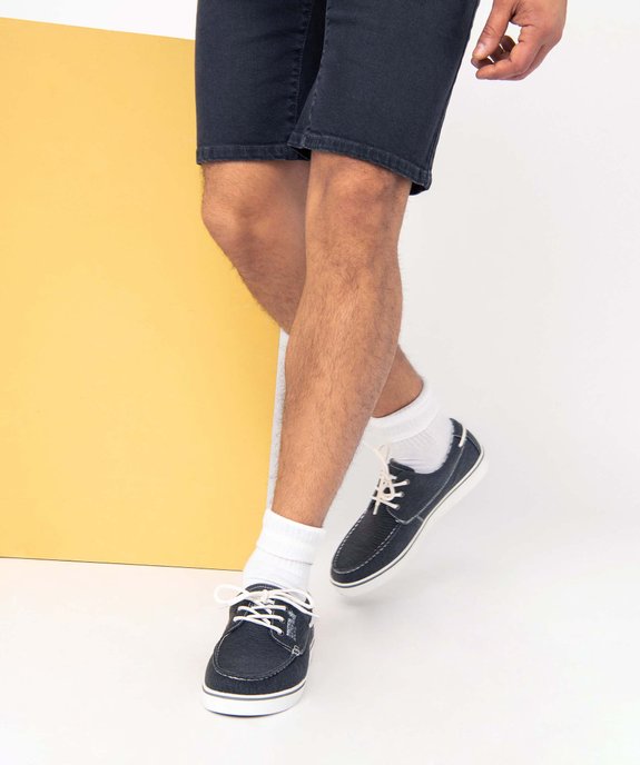 Chaussures bateau homme dessus en toile denim vue1 - GEMO (CASUAL) - GEMO