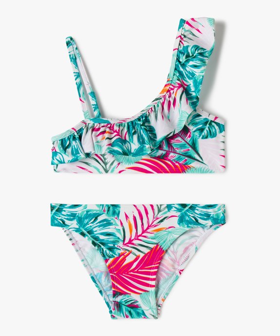 Maillot de bain fille 2 pièces asymétrique à motif feuillage vue1 - GEMO (ENFANT) - GEMO