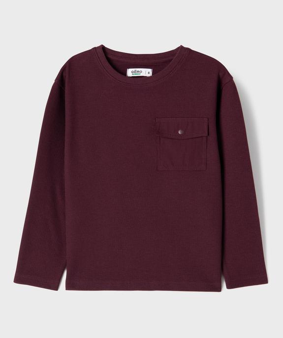 Tee-shirt manches longues en maille nid d’abeille garçon - GEMO 4G GARCON Tee-shirt manches longues en maille nid d’abeille garçon vue1 - GEMO 4G GARCON - GEMO
