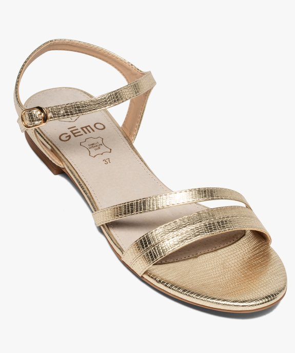 Sandales femme à talon plat et brides imitation serpent vue5 - GEMO (CASUAL) - GEMO