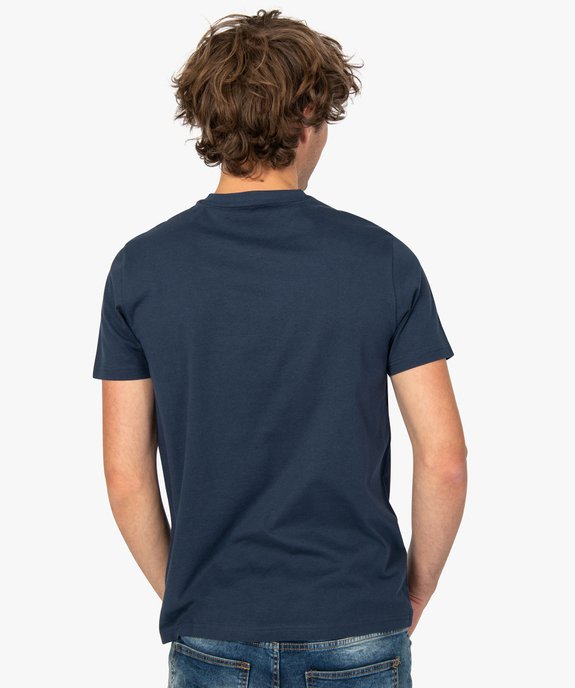 Tee-shirt homme uni à col V en coton bio   vue3 - GEMO 4G HOMME - GEMO