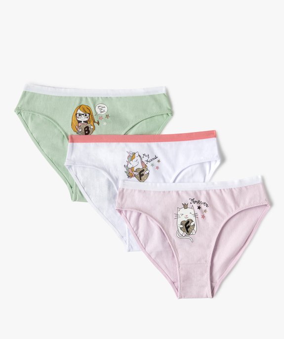 Culottes fille imprimés girly (lot de 3) vue1 - GEMO 4G FILLE - GEMO