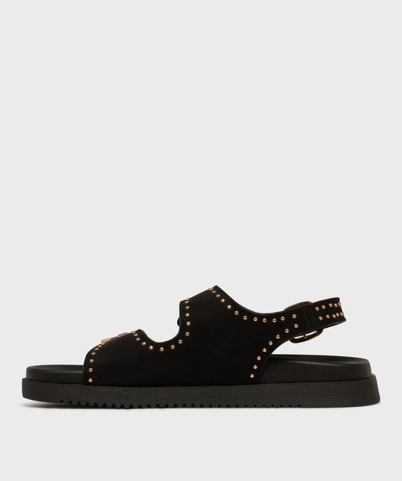 Mules à épaisse semelle en suédine à clous dorés femme vue3 - 5 MILES - GEMO