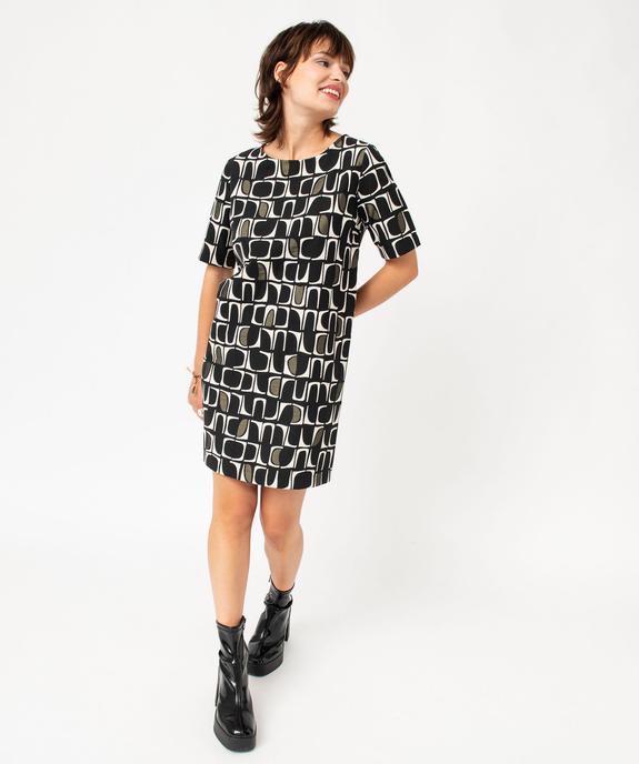 Robe droite à manches courtes à motifs graphiques femme vue1 - GEMO(FEMME PAP) - GEMO