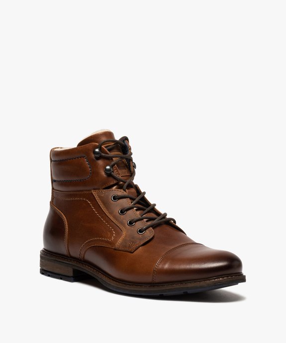 Boots homme à lacets dessus cuir intérieur chaud - Tanéo vue2 - TANEO - GEMO