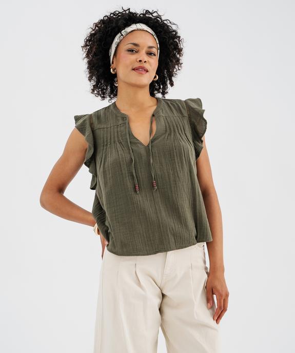 Blouse manches courtes en gaze de coton femme vue1 - GEMO(FEMME PAP) - GEMO