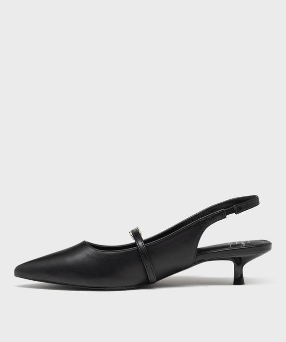 Escarpins kitten heels à bout pointu et talon ouvert femme vue3 - FOLLOW ME - GEMO