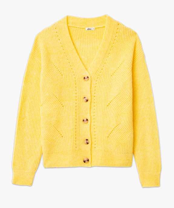 Gilet col V en maille ajourée femme vue4 - GEMO(FEMME PAP) - GEMO