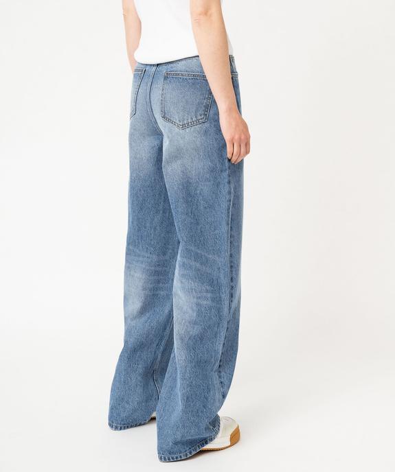 Jean wide leg taille haute délavé femme vue3 - GEMO 4G FEMME - GEMO