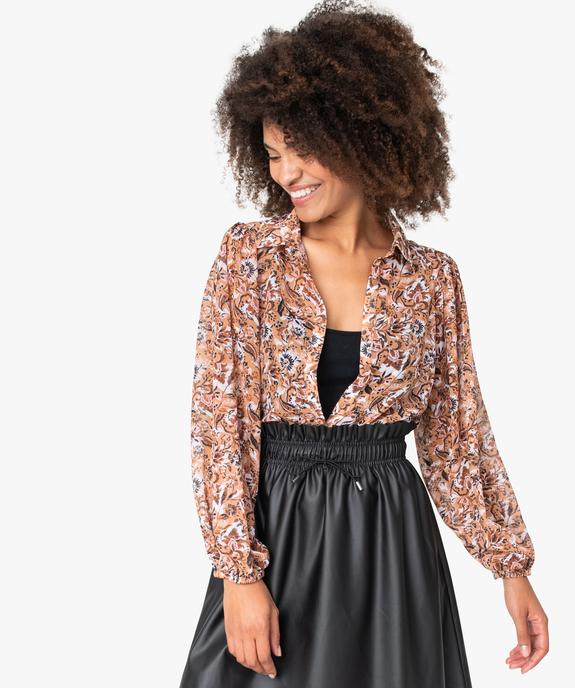 Chemise femme en voile à motif fleuri  vue1 - GEMO(FEMME PAP) - GEMO