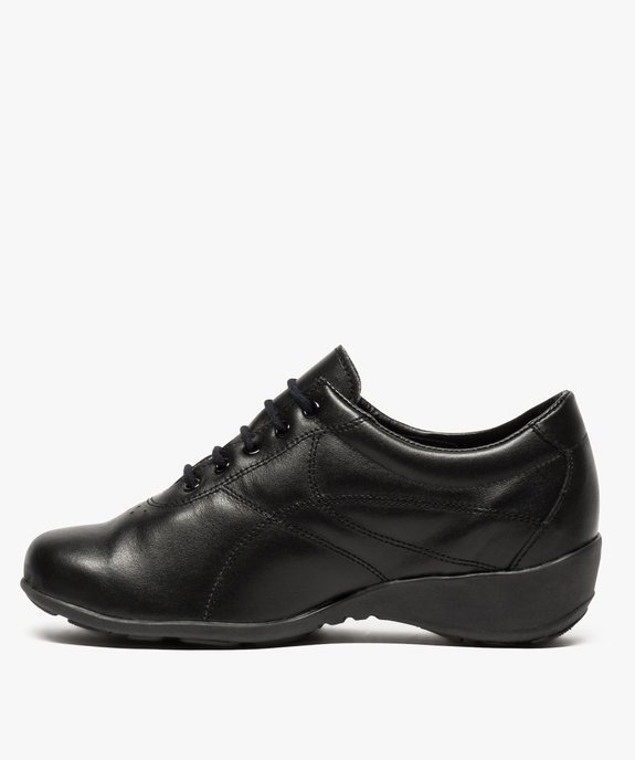 Derbies femme confort dessus cuir à talon compensé - Bopy vue3 - UMO - GEMO