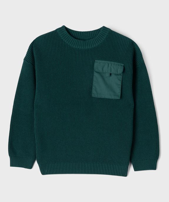Pull en maille côtelée à poche poitrine garçon vue1 - GEMO (ENFANT) - GEMO