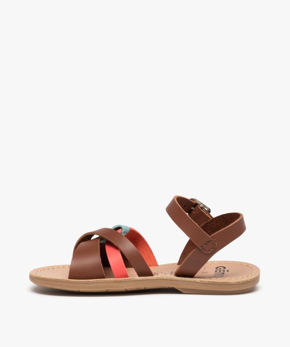 Sandales fille à brides en cuir coloré vue3 - GEMO (ENFANT) - GEMO