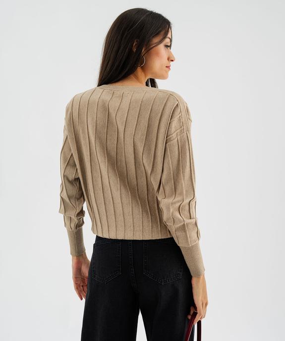 Pull fin loose à rayures texturées et maille pailletée femme vue3 - GEMO(FEMME PAP) - GEMO