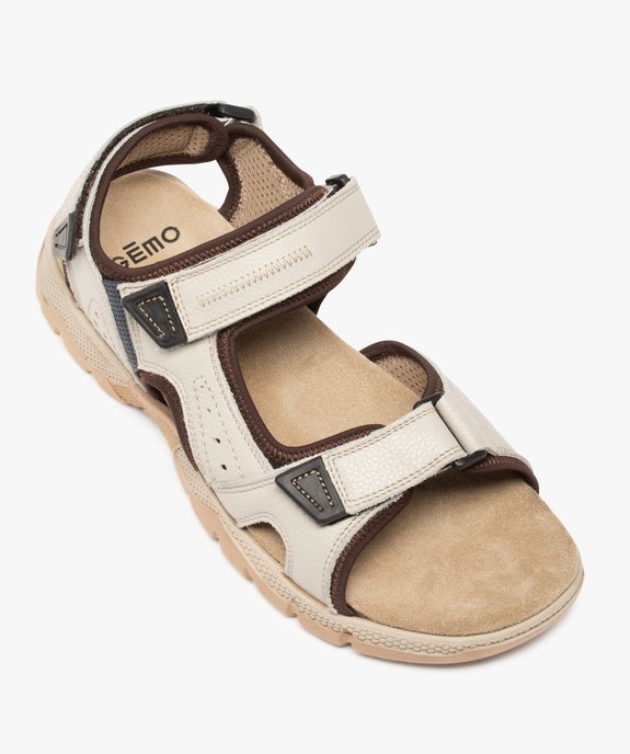 Sandales sport homme à brides scratch en cuir vue5 - GEMO (CASUAL) - GEMO