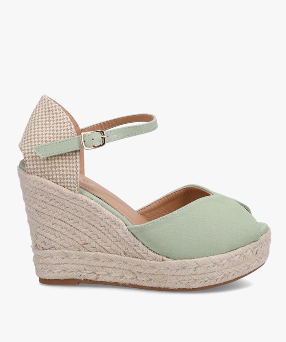 Sandales femme compensées en corde dessus satin uni vue1 - SANS MARQUE - GEMO
