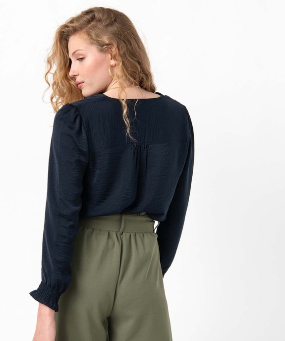 Blouse femme à manches longues avec col V vue3 - GEMO 4G FEMME - GEMO