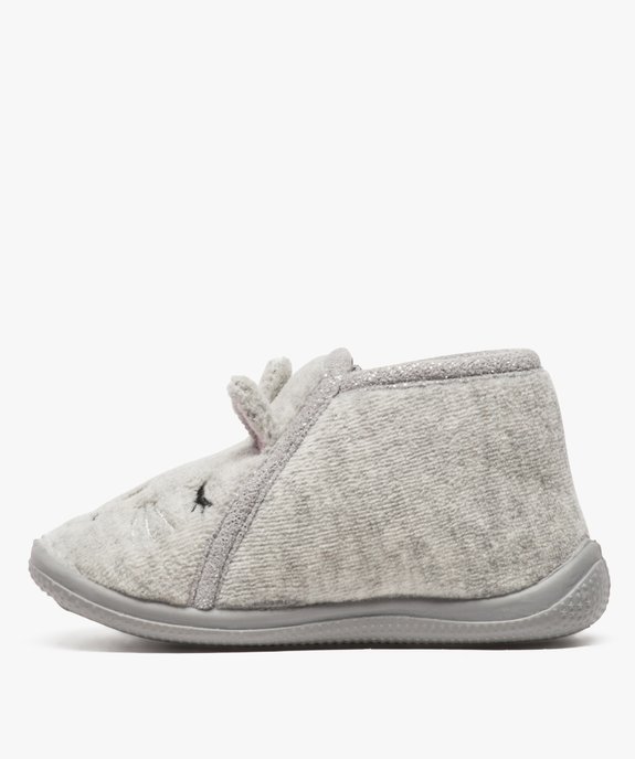 Chaussons bébé fille motif chat brodé avec petites oreilles vue3 - GEMO 4G BEBE - GEMO