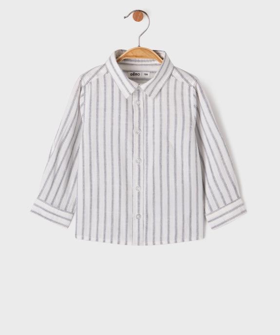 Chemise manches longues en coton rayé bébé garçon vue1 - GEMO(BEBE DEBT) - GEMO