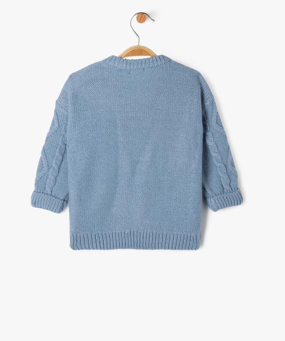 Pull torsadé col rond bébé garçon vue3 - GEMO(BEBE DEBT) - GEMO