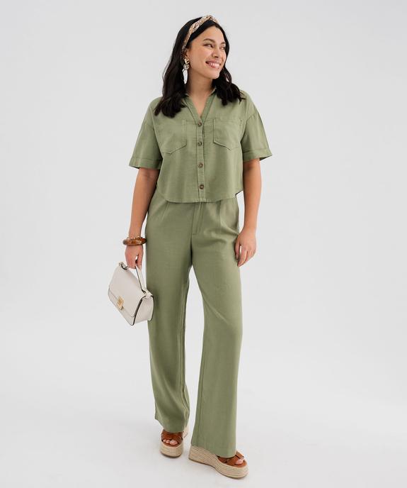 Pantalon large en viscose et lin femme vue4 - GEMO 4G FEMME - GEMO
