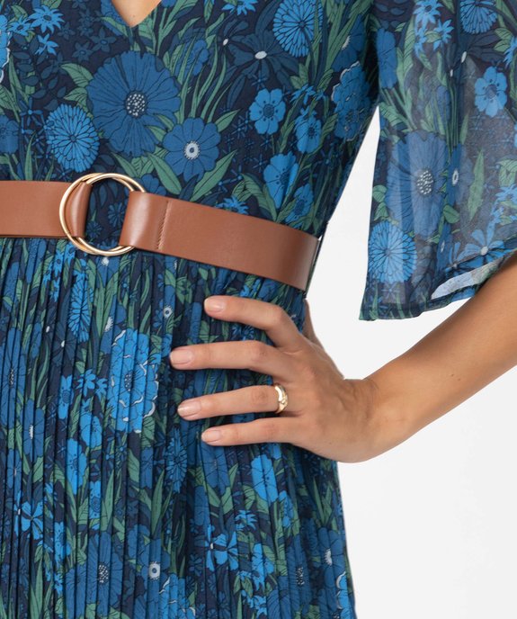 Robe femme imprimée à manches courtes et ceinture vue2 - GEMO(FEMME PAP) - GEMO