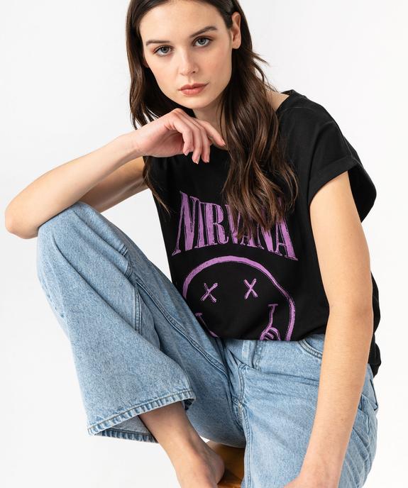 Tee-shirt à manches ultra courtes imprimé femme - Nirvana vue1 - DUA LIPA - GEMO