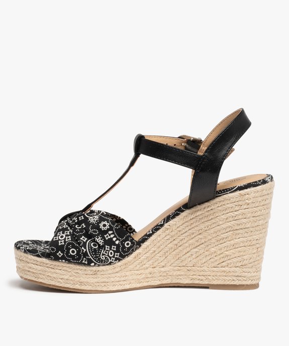 Sandales femme à talon compensé et bride drapée en tissu vue3 - GEMO(URBAIN) - GEMO