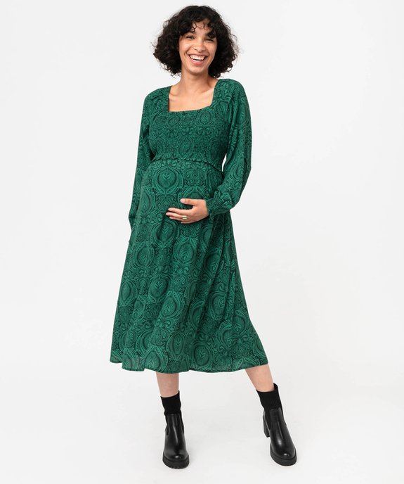 Robe de maternité à manches longues spécial allaitement vue3 - GEMO (MATER) - GEMO