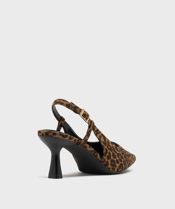 Escarpins sling-back léopard à bout pointu et talon femme - Follow Me vue4 - FOLLOW ME - GEMO