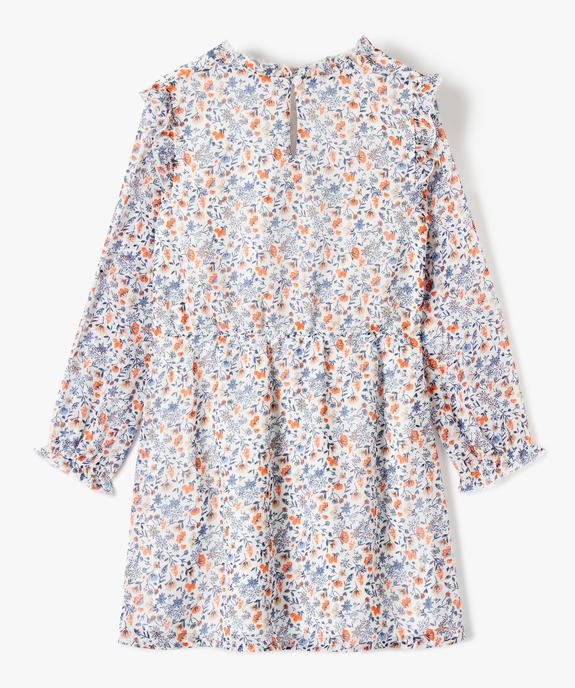 Robe fille à manches longues en voile imprimé et volants vue3 - GEMO (ENFANT) - GEMO