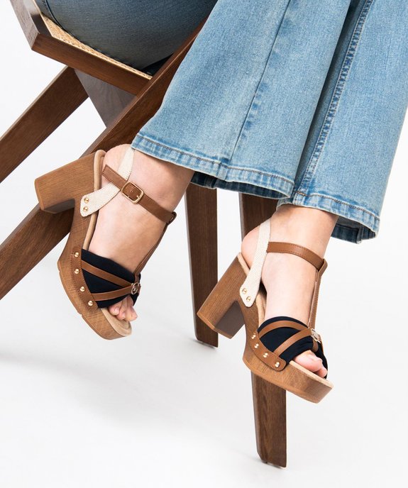 Sandales femme à talon carré style sabot et brides colorées - Tom Tailor vue1 - TOM TAILOR - GEMO