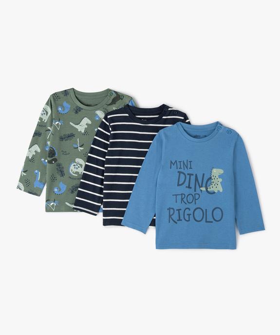 Tee-shirt bébé garçon à manches longues (lot de 3) vue1 - GEMO(BEBE DEBT) - GEMO