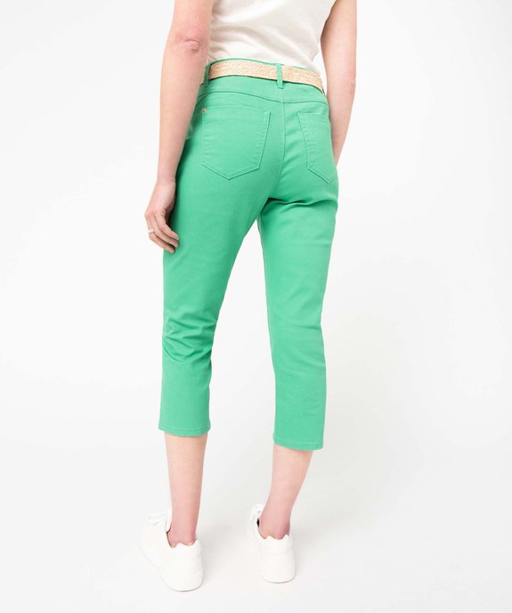Pantacourt femme en toile denim avec ceinture tressée vue3 - GEMO 4G FEMME - GEMO