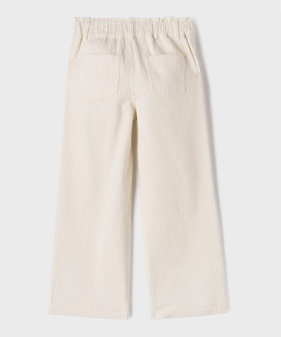Pantalon large en velours côtelée à taille élastique réglable fille vue3 - GEMO (ENFANT) - GEMO