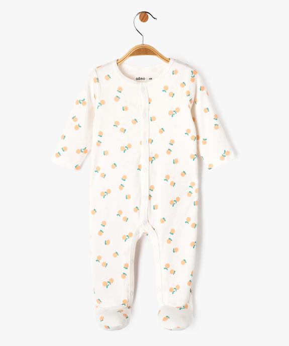 Pyjama dors-bien imprimé en coton fermeture devant bébé fille vue2 - GEMO 4G BEBE - GEMO