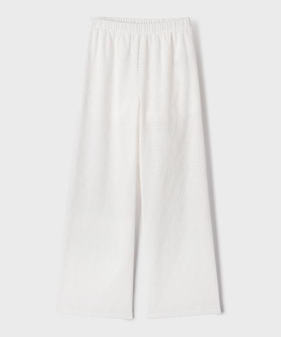 Pantalon large en broderie anglaise avec taille élastique fille vue1 - GEMO (JUNIOR) - GEMO
